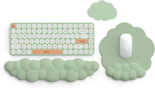 Vista 10 de Reposamuñecas para teclado, alfombrilla ergonómica para mouse con soporte de muñeca, reposamuñecas de espuma viscoelástica, base antideslizante