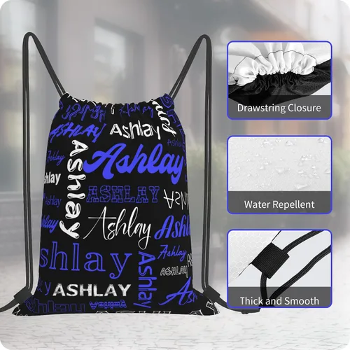 Vista 6 de Mochila personalizada con cordón para hombres y mujeres, pequeña bolsa de gimnasio, playa, compras, deporte, yoga, Nombre personalizado-11, Mochilas