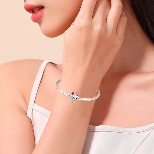 Vista 4 de H.ZHENYUE Winnie Characters S925 Silver Charm for Bracelet Necklace Sterling Silver Dangles for Women
