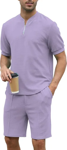 Vista 118 de FZNHQL Conjunto deportivo de moda para hombre, 2 piezas, casual, atlético, para correr, manga corta/larga, conjunto para hombre