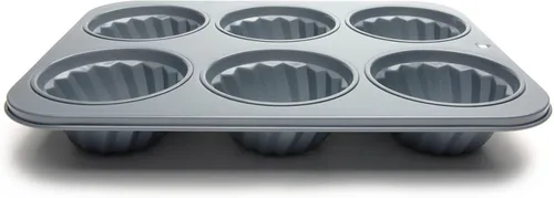 Vista 3 de Fox Run Molde estriado para muffins, 14 x 10.5 x 2 pulgadas, metálico
