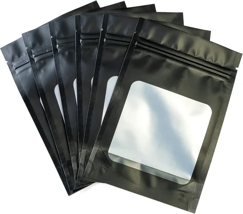 Vista 13 de HANSER Bolsas de papel de aluminio de Mylar resellables a prueba de olores e inodoras con ventana transparente Base autoportante Herméticas