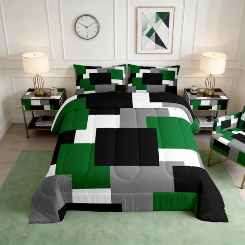Vista 17 de Castle Fairy Juego de edredón con estampado azteca occidental, juego de ropa de cama geométrica a rayas marrones para niños y adolescentes
