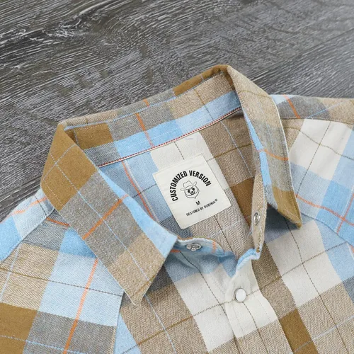 Vista 3 de Dubinik Camisa de franela para hombre, estilo vaquero occidental, con botones y perlas, para hombre, manga larga, vintage, a cuadros