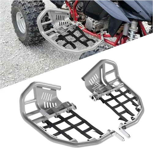 Vista 11 de Kojem Barras Nerf Estriberas compatibles con todos los años Honda 400EX 400X (Nerfs plateados y redes negras)