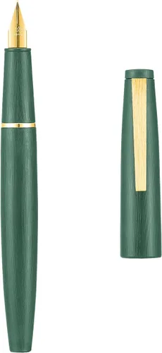Vista 13 de Jinhao 80 pluma estilográfica de fibra de carbono cepillada negra con convertidor de tinta, 2 unidades, punta de 0.012 in