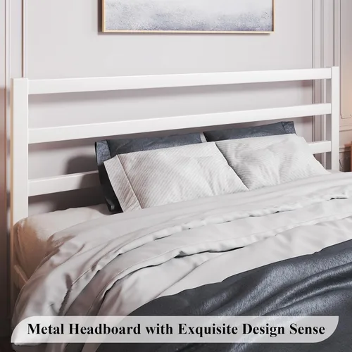 Vista 3 de LoVinson Base de cama tamaño King, base de cama de plataforma resistente con base de metal fuerte, almacenamiento debajo de la cama, base de Blanco