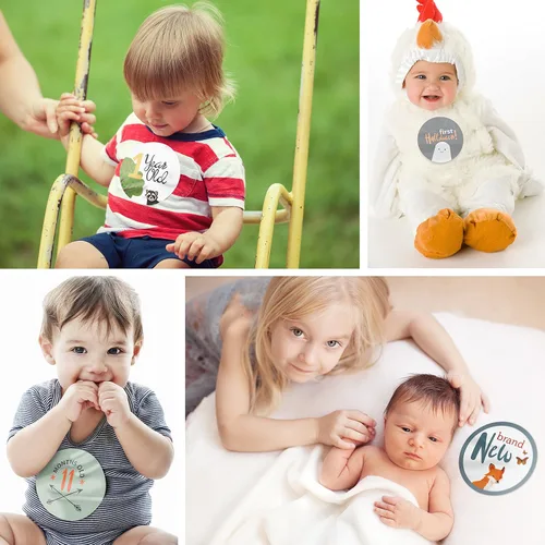 Vista 6 de RubyRoo Baby Libro de recuerdos con calcomanías de hitos – Álbum de fotos de primeros 5 años para bebé, niño o niña, regalo de embarazo para baby