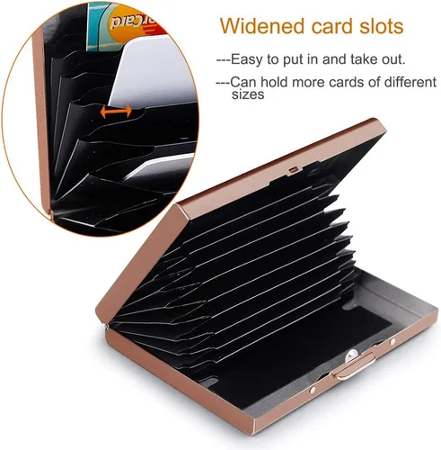 Vista 4 de EASTNIGHTS Soporte para tarjetas de crédito RFID, protector de metal para tarjetas de crédito para hombres y mujeres, paquete de caja de regalo
