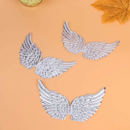 Vista 5 de Parches de alas de ángel para manualidades, accesorios para el cabello, 12 unidades (plateado)