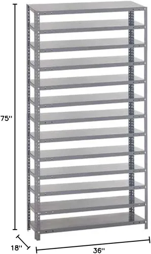 Vista 237 de Quantum QSBU-245BK Heavy Duty Shelving Unit with (7) Shelves and (24) QUS245 Black Bins for Garage Warehouse Storage Distribution 400 lb Load