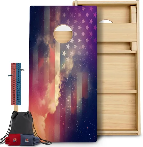 Vista 128 de CornholeGamesUSA Pro - Juego de tablas de Cornhole Fabricado en Estados Unidos Abedul báltico 3/4 Sin rebote Patas triples gruesas Dos 1