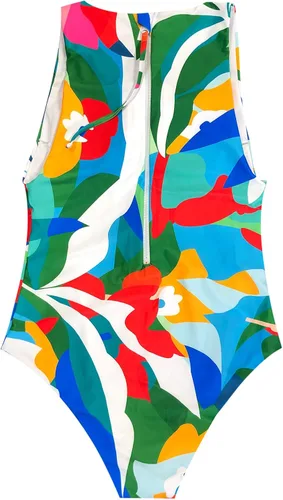 Vista 6 de WDIRARA Traje de baño de una pieza con estampado tropical para mujer