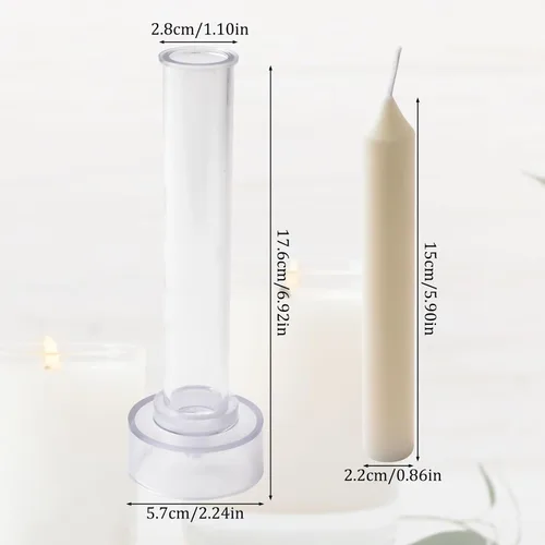 Vista 2 de WANDIC 1 molde para velas, moldes cilíndricos de plástico transparente, velas de mesa de emergencia para iglesia, Navidad, día de San Valentín