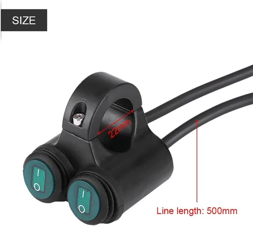 Vista 4 de Interruptor universal de luz para manillar de motocicleta de 0.866 in, luces antiniebla para manillar, interruptor de botón de control doble (A)
