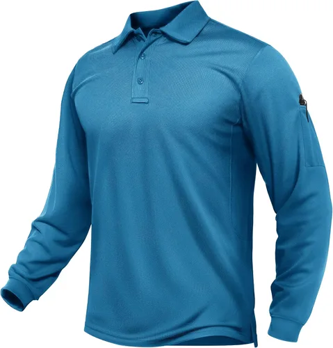Vista 31 de TACVASEN - Camisas polo de manga larga para hombre de secado rápido, tácticas, para golf, con cuello, ligeras, transpirables, que absorben