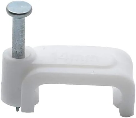 Vista 2 de Clips de alambre de cable Ethernet plano con clavo, 0.551 in, blanco, 100 unidades Abrazaderas de cable coaxiales individuales, gestión de cables