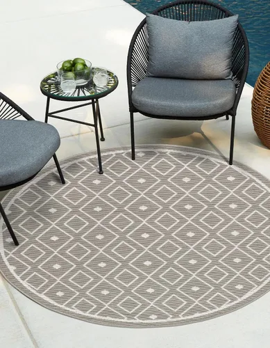 Vista 18 de Unique Loom Outdoor Trellis Collection - Alfombra de área Kafes (2 x 6 pies 1 pulgada, gris/marfil)