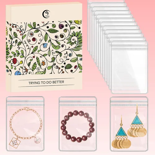 Vista 10 de Libro Grande Transparente de Almacenamiento de Joyería con 300 Bolsillos y 150 Fundas para Joyería, Organizador de Joyería de Viaje