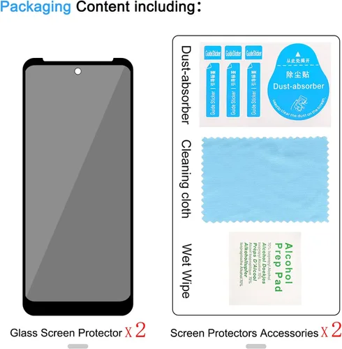 Vista 7 de Paquete de 2 protectores de pantalla de privacidad para Motorola Moto G Play (2023) [vidrio templado antiespía], Ultra HD, antiarañazos, sin