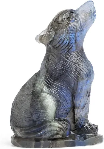 Vista 10 de Artistone Figuras de lobo de cristal de amatista de 2.0 pulgadas, regalo de piedras preciosas talladas a mano, estatua de lobos, tallas de animales