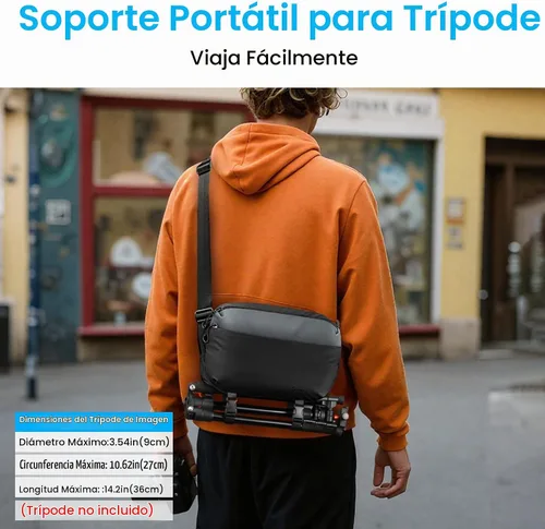 Vista 7 de FINTIE Bolsa bandolera para cámara con trípode para cámaras DSLR SLR sin