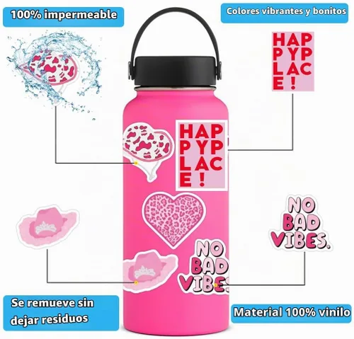 Vista 2 de 110 calcomanías de vinilo preppy, suministros de fiesta, vinilo impermeable, calcomanías estéticas, decoración rosa, calcomanías de teléfono móvil