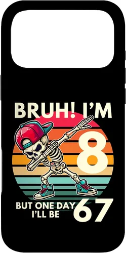 Vista 22 de Bruh I'm 8 But One-Day I'll Be 67 Retro 8th Birthday Kids Case for iPhone XR