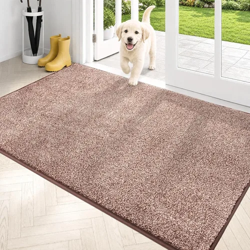Vista 58 de PURRUGS Tapete para puerta con atrapamiento de suciedad, 20 x 31.5 pulgadas, antideslizante, lavable a máquina, tapete para puerta de perro, tapete