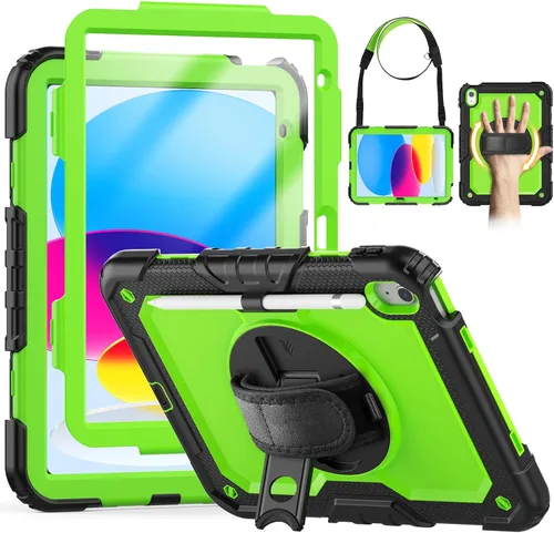 Vista 13 de HXCASEAC - Funda para iPad A16 de 11ª/10ª generación, protección resistente, con protector de pantalla, soporte para lápiz, soporte giratorio