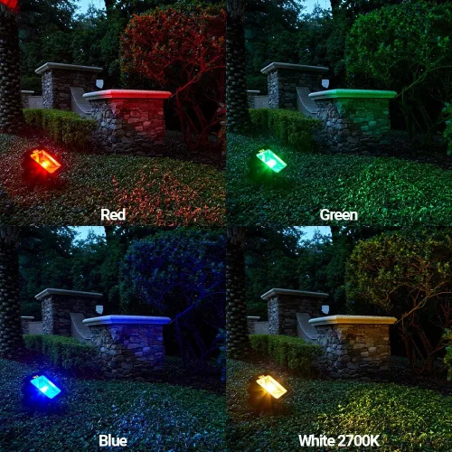Vista 4 de VOLT Luz de inundación integrada de 12V RGBW 30W LED con montaje de yugo (bronce) Low Voltage, Up to 1700 Lumens, Remote Control Included, 120