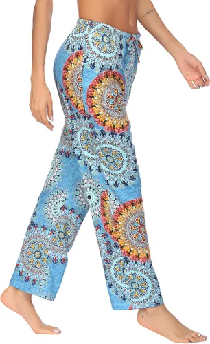 Vista 3 de Ekouaer - Pantalones cómodos de pijama, con bolsillos, a cuadros, elásticos y con cordón, para mujer