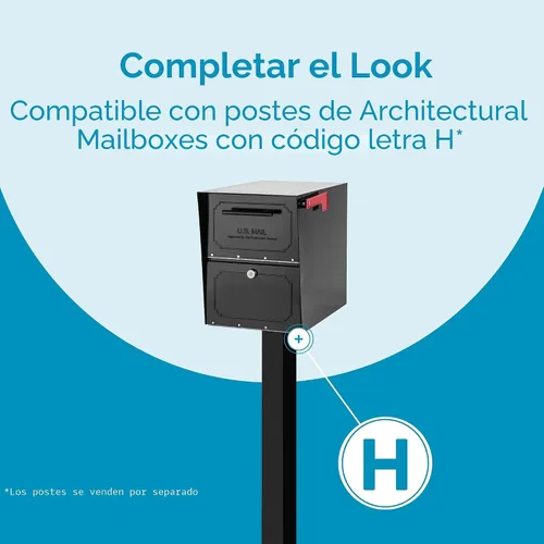 Vista 6 de Architectural Buzones Oasis Jr. Buzón de correo de montaje en poste con llave, 6200B-10