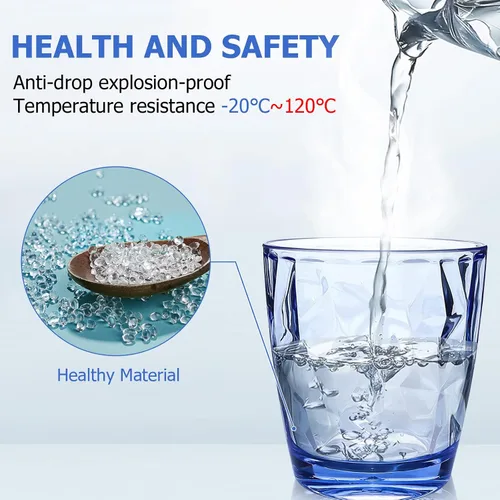 Vista 2 de Topsky Vasos de agua de plástico de 10 onzas Juego de 4 vasos transparentes irrompibles de acrílico transparente reutilizable para jugo