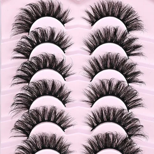 Vista 5 de IFSOWDRA Paquete de pestañas de ojo de gato, aspecto natural, corta, Wispy Strip Mink Lashes Pack