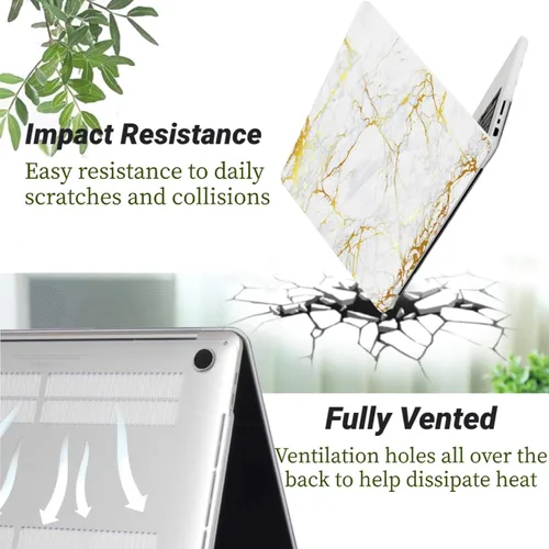 Vista 4 de Funda rígida de plástico para MacBook Air de 15 pulgadas y cubierta Mármol de oro beige