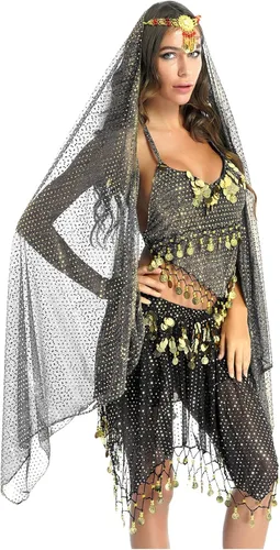 Vista 2 de Traje de baile indio para mujer, traje de baile del vientre, traje de disfraz de carnaval de Halloween