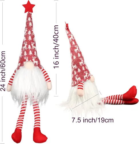 Vista 4 de Adorno para Árbol de Navidad con Luces, Adorno para Árbol de Navidad con Diseño de Gnomos Iluminado, Adornos para Árbol de Navidad de Gnomos de 24