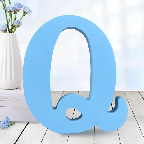 Vista 20 de AOCEAN - Letras de madera azul de 6 pulgadas, letras de madera sin terminar para decoración de pared, letras decorativas en pie, cortes de letras