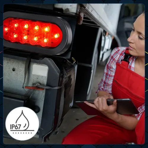 Vista 5 de Yexiya Paquete de 12 luces LED ovaladas para remolque, rojo