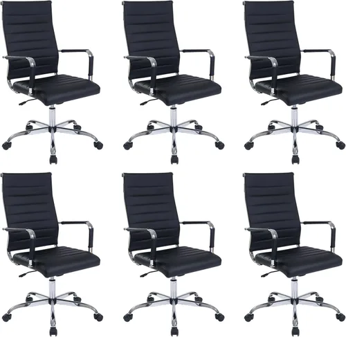 Vista 21 de Silla de escritorio de oficina, sillas de trabajo rodantes de cuero negro