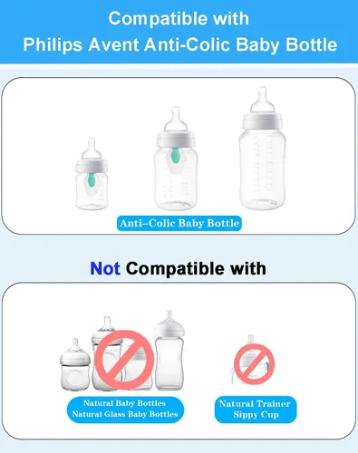 Vista 3 de Boquillas de repuesto compatibles con biberones anticólicos Philips Avent, pezones de silicona suave, flujo 2, 3.3 ft+, flujo lento, sin BPA, apto