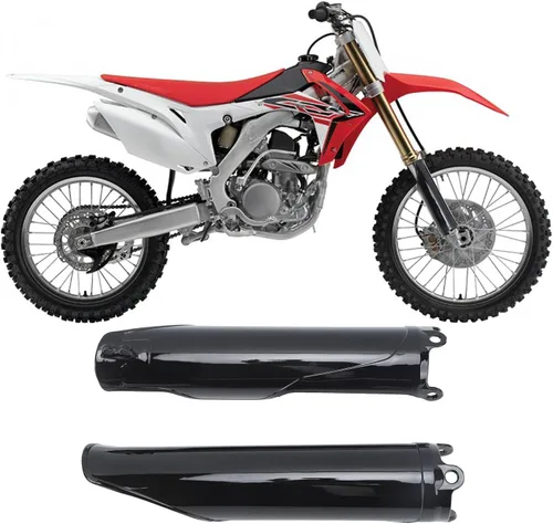 Vista 4 de Cubierta de tubo de horquilla delantera, 2 piezas, cubierta de tubo de horquilla delantera, color negro brillante para CRF250R CRF250X CRF450R CR125