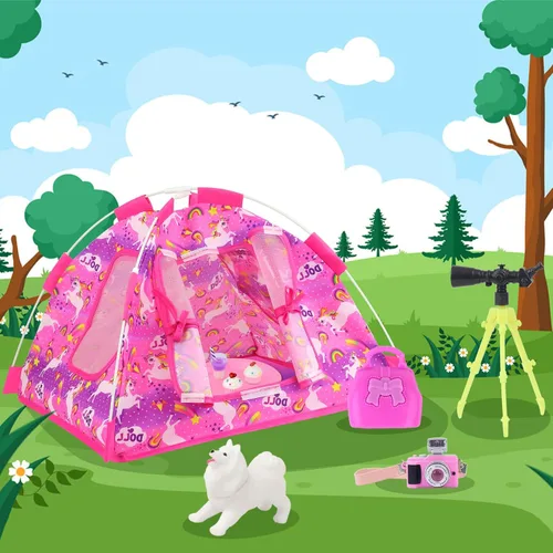 Vista 4 de Ecore Fun Juego de 15 accesorios de camping para muñecas de 11.5 pulgadas