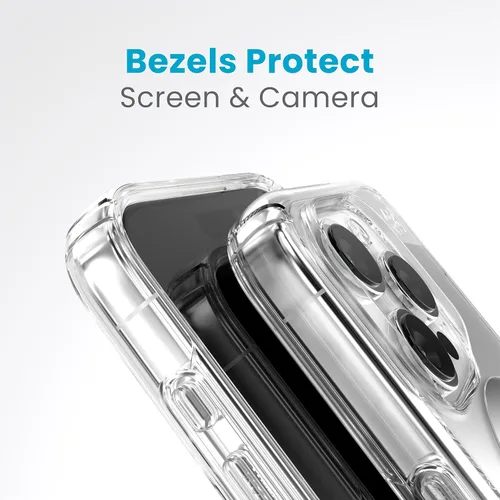 Vista 6 de Speck Funda transparente para iPhone 15 Pro – ClickLock bloqueo antideslizante sin deslizamiento, diseñada para MagSafe, protección contra caídas