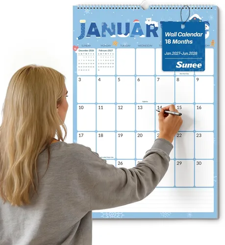 Vista 25 de SUNEE Calendario de pared grande 2026-2027, 22.75 x 15.5 pulgadas, calendario de 18 meses (finaliza marzo de 2028), vertical extragrande, playas