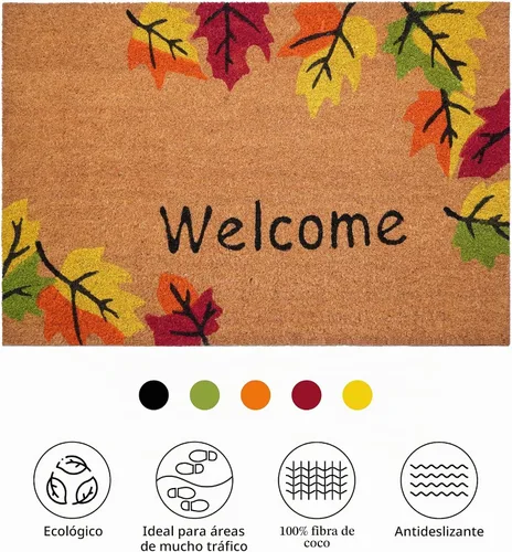 Vista 4 de Calloway Mills 120941729 Autumn Breeze - Felpudo de fibra de coco para exteriores, respaldo de vinilo antideslizante, 17 x 29 pulgadas, multicolor