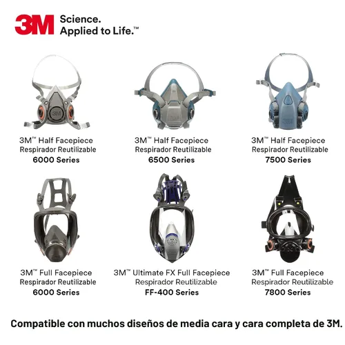 Vista 5 de 3M Cartucho/filtro respirador P100 60926, 1 par, NIOSH, ayuda a proteger contra vapores orgánicos, gases ácidos, amoniaco metilamina, formaldehído