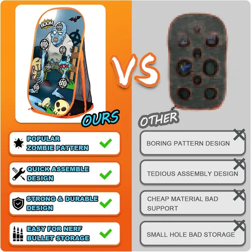 Vista 2 de Quanquer Pistola de espuma de juguete, objetivo de práctica de disparo, compatible con pistolas de juguete Nerf, juego de disparos de zombies