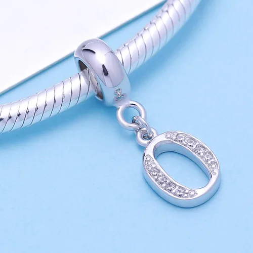 Vista 2 de SoulBeads - Colgantes de plata fina 0,925 de letra inicial, alfabeto A-Z. Dije con cristales compatibles con brazaletes europeos